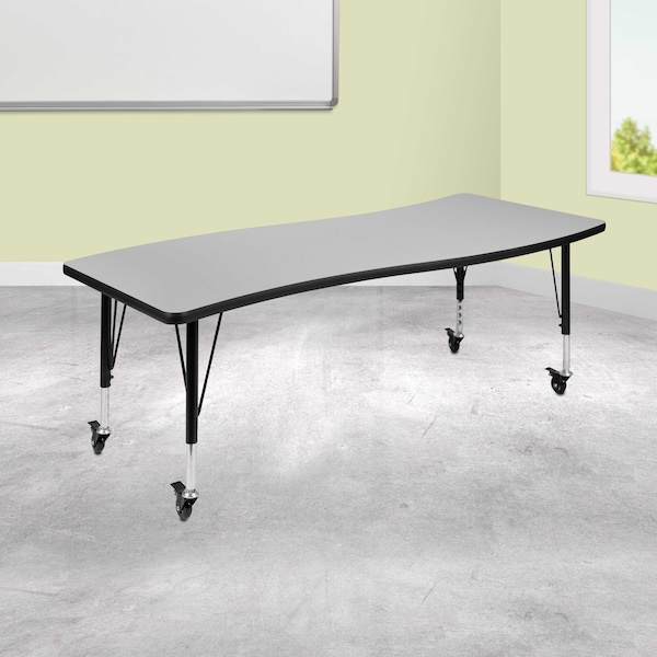 Flash Furniture Rectangle 26 W, 60 L, 25 H, Chrome, Laminate, Particleboard, Steel, Grey XU-A3060-CON-GY-T-P-CAS-GG - main